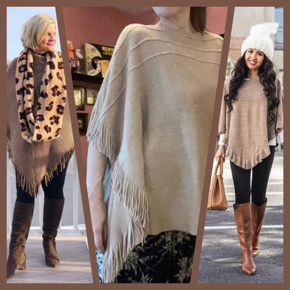 2/$15!! Poncho sweater with fringe